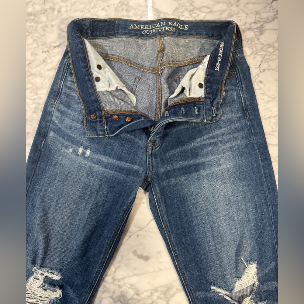American Eagle Outfitters Vintage High Rise Ripped Denim Jeans
